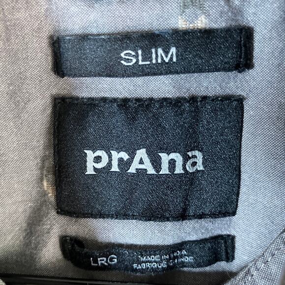 PrAna Mens Shirt Gray Slim Fit Casual Button Down Collared Long Sleeve Large - Picture 6 of 11